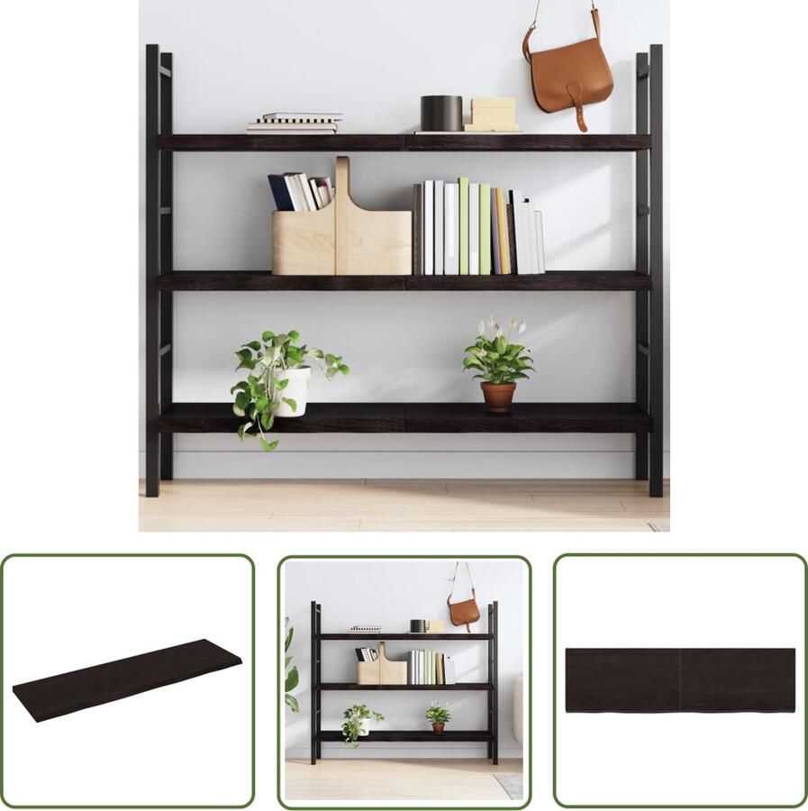 The Living Store Wandschap behandeld massief eikenhout donkerbruin Wandplanken Houten Wandplank Eikenhouten Wandplank Vintage Wandplank Industriële Wandplank