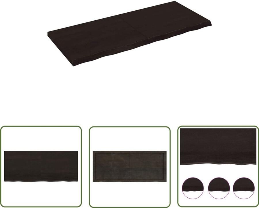 VidaXL Houten Wanddecoratie Wandplanken Wandschap behandeld massief eikenhout donkerbruin Eikenhouten Plank Vintage Wandrek Industriële Wandopstelling - Foto 4