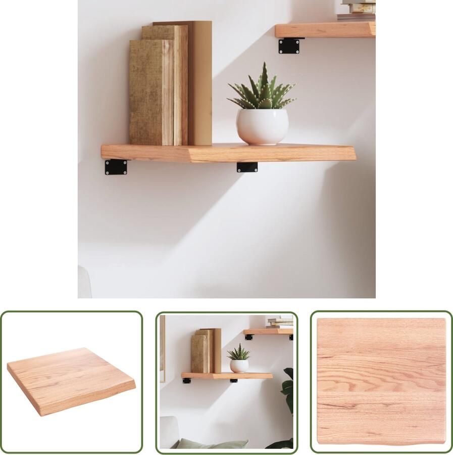 VidaXL Houten Wandplank Wanddecoratie Wandschap 40x40x(2-4) cm behandeld massief eikenhout lichtbruin Eikenhouten Wandrek Vintage Wandplank Industriële Wandplank