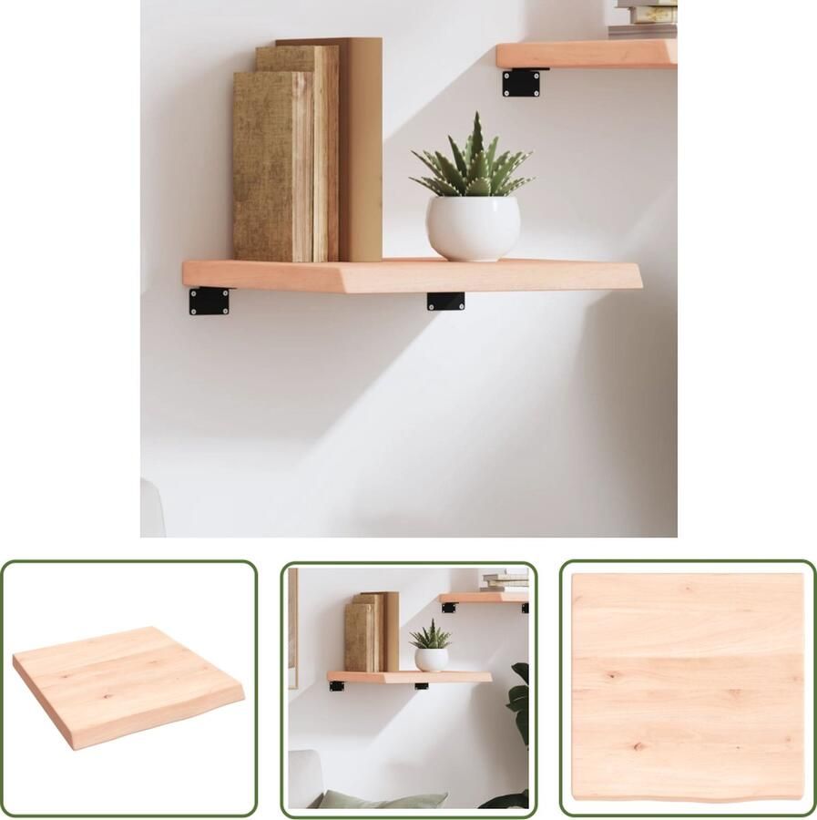 VidaXL Houten Wandplank Wanddecoratie Wandschap 40x40x(2-4) cm onbehandeld massief eikenhout Eikenhouten Wandrek Vintage Wandplankje Industriële Wandopstelling