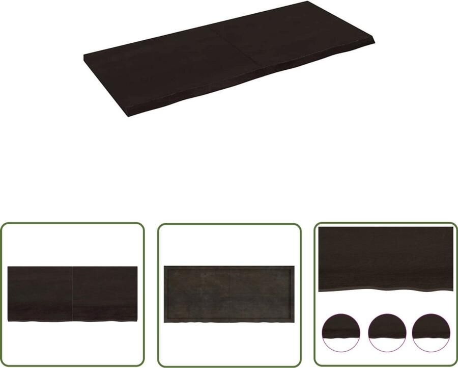 The Living Store Wandschap behandeld massief eikenhout donkerbruin Wandplanken Houten Wandplank Eikenhouten Wandplank Rustic Wandplank Vintage Wandplank - Foto 2