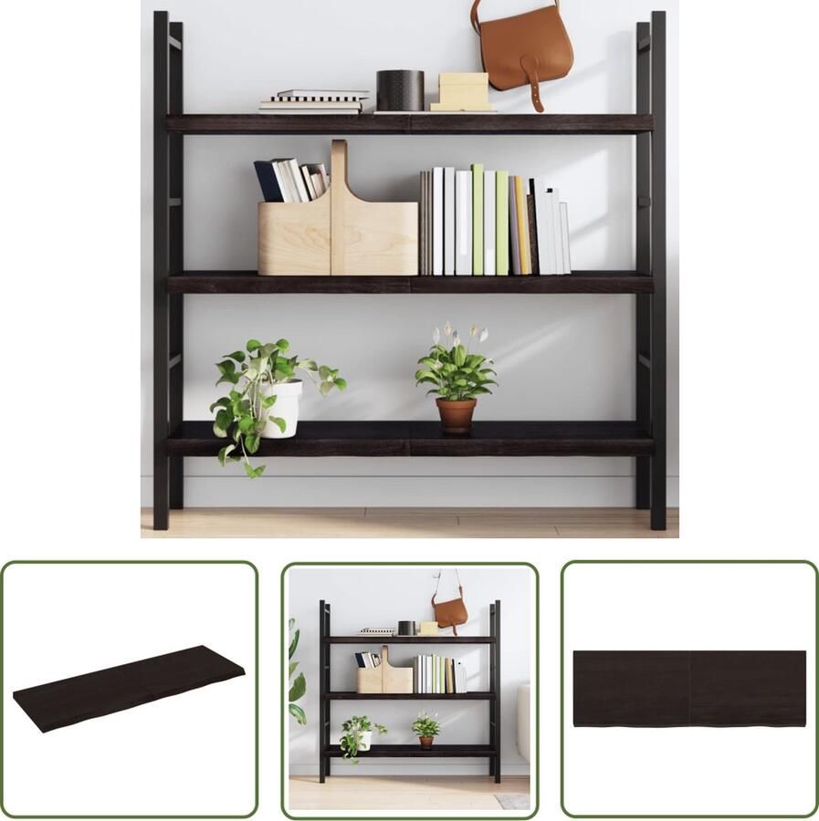 VidaXL Houten Wandplank Wanddecoratie Wandschap behandeld massief eikenhout donkerbruin Eikenhouten Plank Vintage Wandrek Industriële Wandopstelling