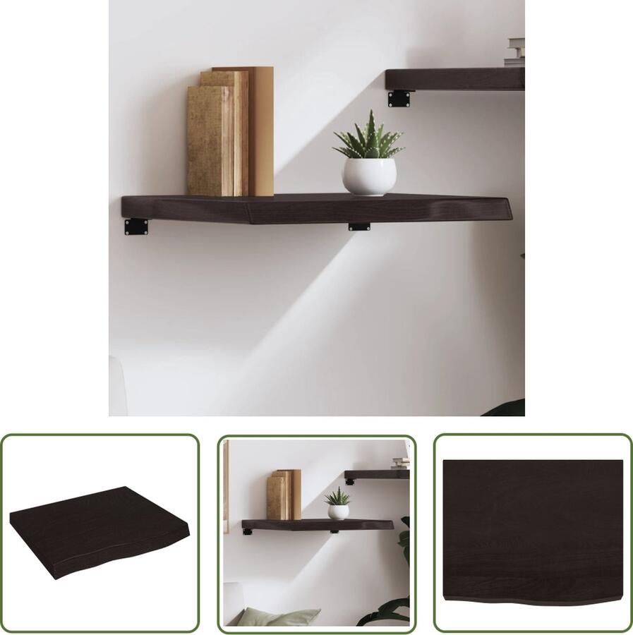 VidaXL Houten Wandplank Wandplanken Wandschap 60x50x(2-6)cm behandeld massief eikenhout donkerbruin Eikenhouten Wandplank Vintage Wandplank Industriële Wandplank