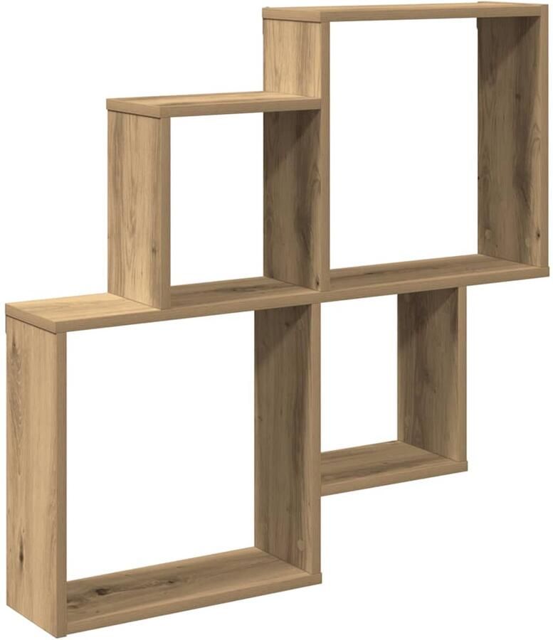 VidaXL Houten Wandplank Wandplanken Wandschap 80x15x78 5 cm bewerkt hout artisanaal eikenkleurig Eiken Kleur Opbergmogelijkheden Woonaccessoires