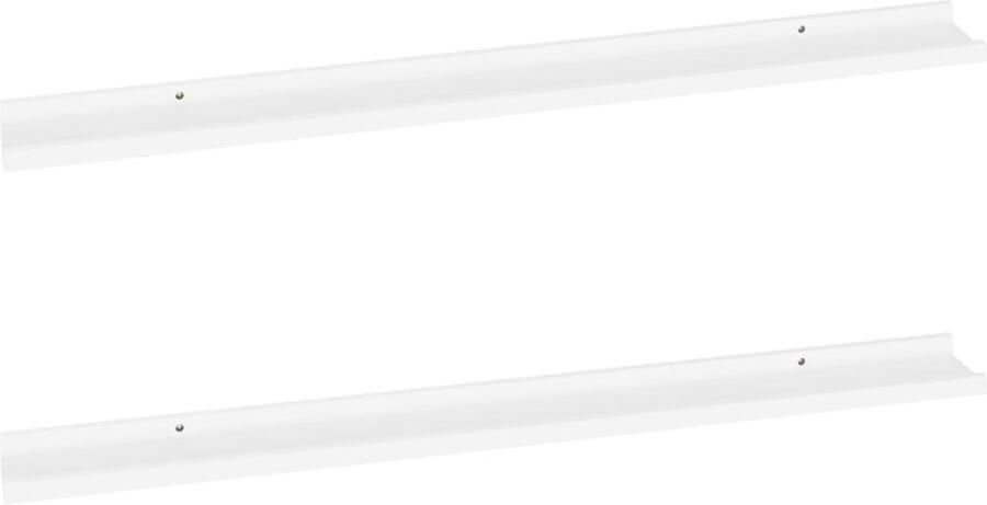 The Living Store Wandschappen 2 st 100x9x3 cm wit Wandplank Wanddecoratie Mdf Plank Witte Wandplank Opslagoplossing