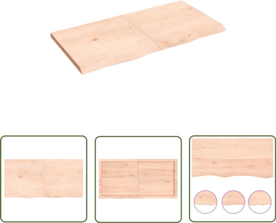 VidaXL Houten Wandplank Wandplankje Wandschap 120x60x(2-4) cm onbehandeld massief eikenhout Eikenhouten Wandplank Vintage Wandplank Industriële Wandplank - Foto 2