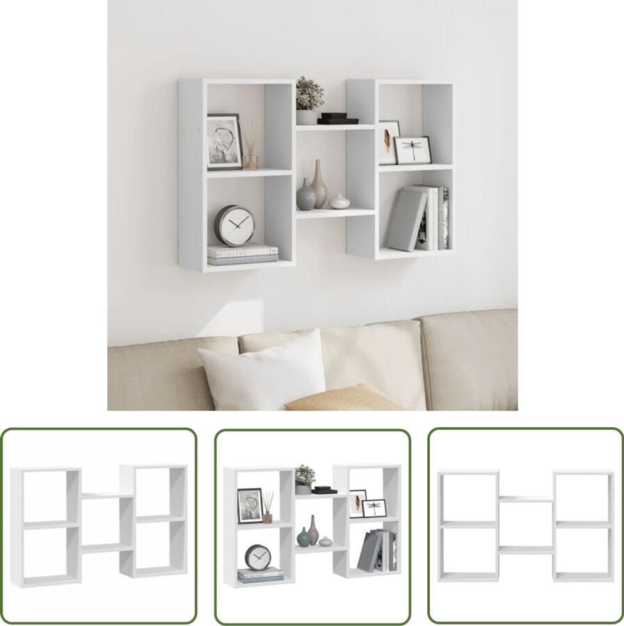 The Living Store Wandschap 96x18x60 cm bewerkt hout wit Wandplank Houten Wandplank Opbergplanken Zwevend Wandrek Minimalistisch Wanddecoratie