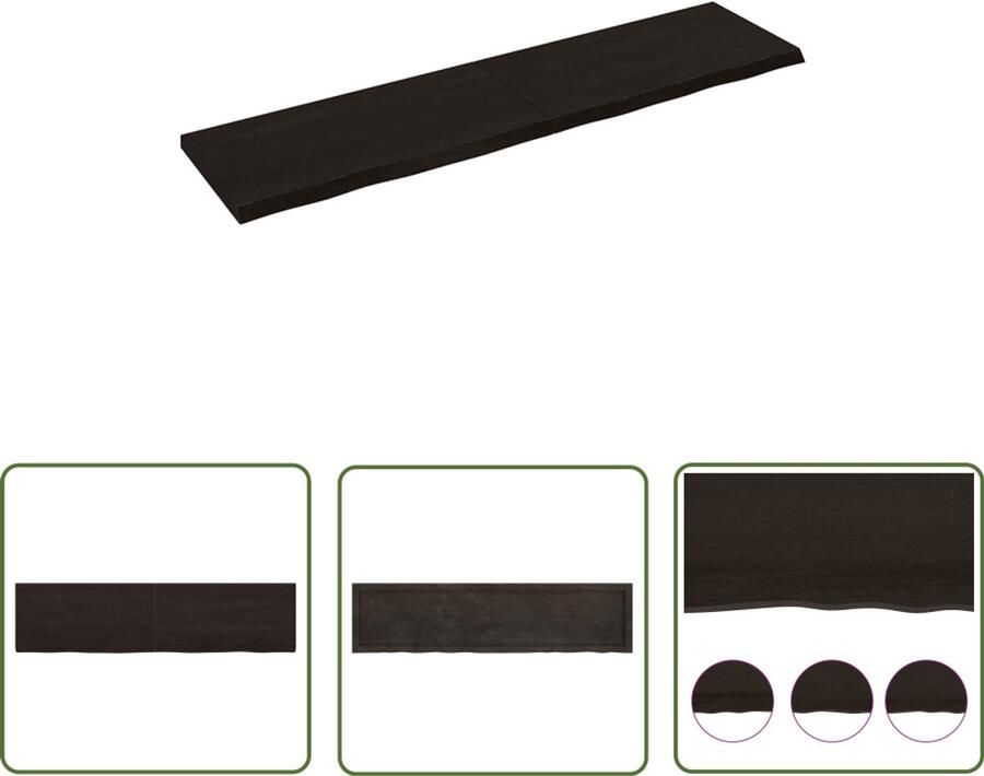 The Living Store Wandschap behandeld massief eikenhout donkerbruin Wandplanken Houten Wandplank Eikenhouten Wandplank Grijs Vintage Wandplank - Foto 2