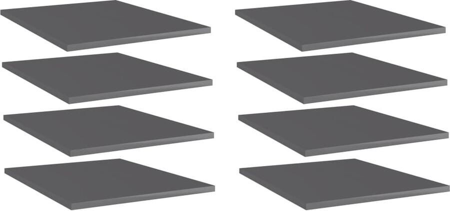 The Living Store Wandschappen 8 st 40x50x1 5 cm bewerkt hout hoogglans grijs Wandplanken Houten Wandplanken Badkamer Accessoires Keukenaccessoires Opbergoplossingen