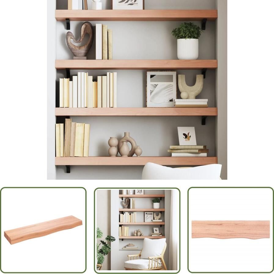 VidaXL Houten Wandplanken Wanddecoratie Wandschap 80x20x6 cm behandeld massief eikenhout lichtbruin Eikenhouten Wandrek Vintage Wandplank Rustic Wanddecoratie