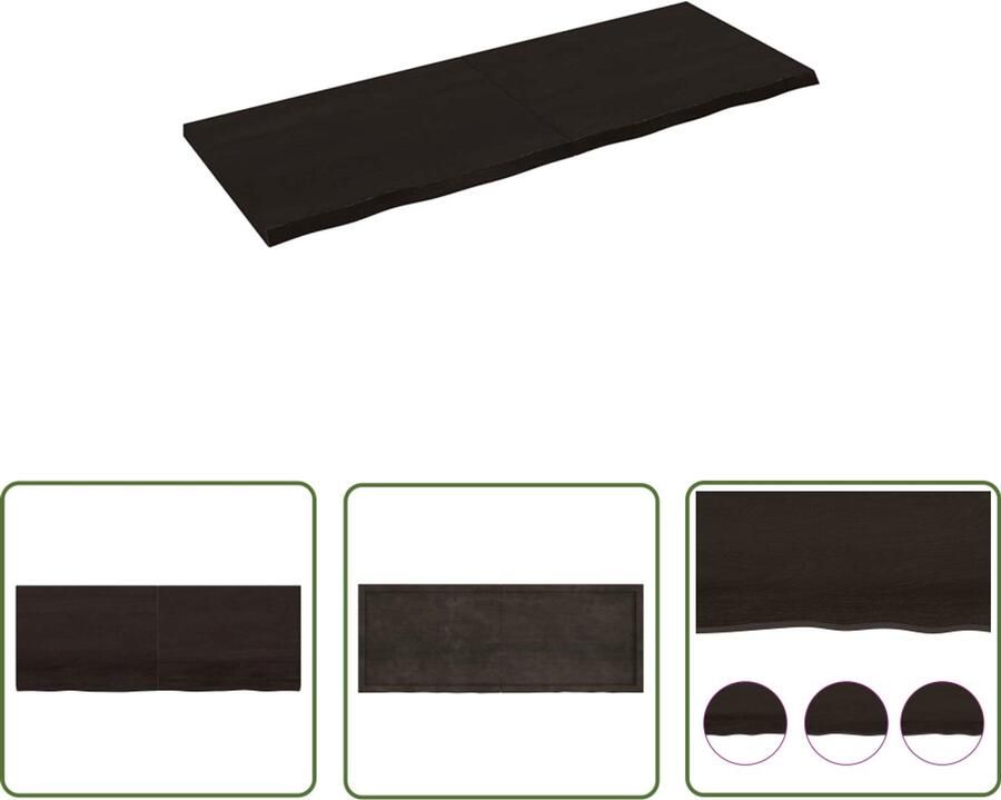 VidaXL Houten Wandplanken Wanddecoratie Wandschap behandeld massief eikenhout donkerbruin Eikenhouten Wandrek Vintage Wandplank Industriële Wandopstelling - Foto 2