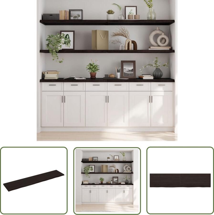 The Living Store Wandschap behandeld massief eikenhout donkerbruin Wandplanken Houten Wandplank Eikenhouten Wandplank Vintage Wandplank Rustic Wandplank