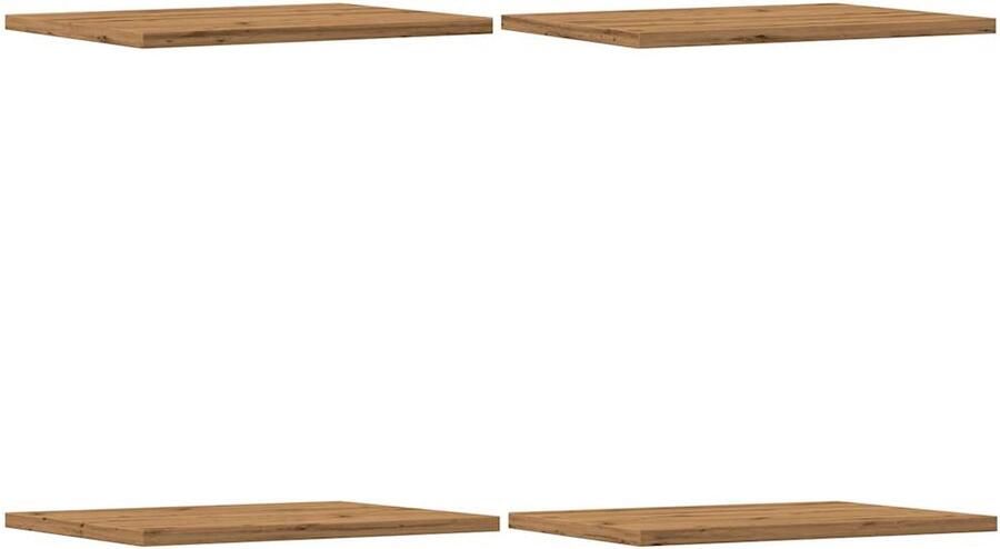 The Living Store Wandschappen 4 st 40x30x1 5 cm bewerkt hout artisanaal eiken Wandplanken Houten Wandplanken Opslagoplossing Woonaccessoires Designwanden