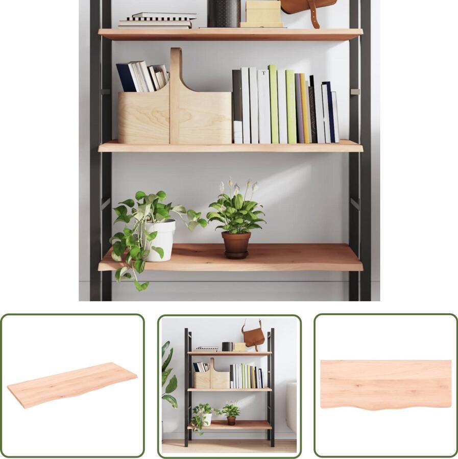 VidaXL Houten Wandplankje Wanddecoratie Wandschap 100x40x2 cm onbehandeld massief eikenhout Eikenhouten Wandplank Vintage Wandplank Landelijke Wandplank
