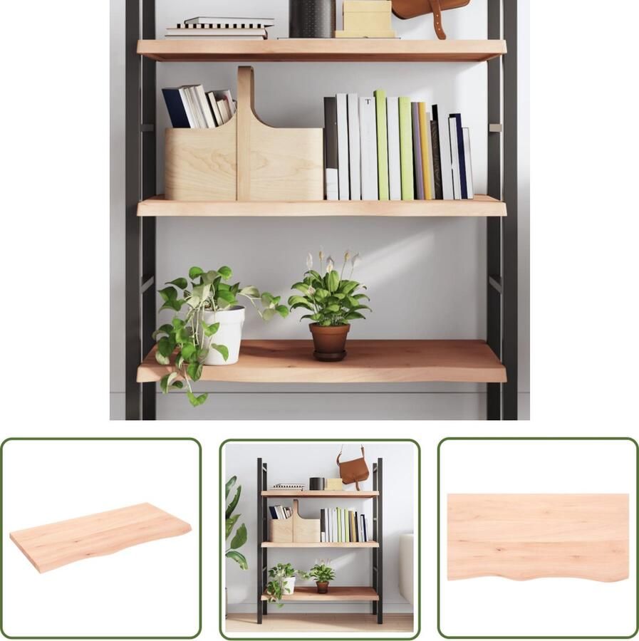 VidaXL Houten Wandplankje Wanddecoratie Wandschap 100x50x(2-4) cm onbehandeld massief eikenhout Eikenhouten Plank Vintage Wandrek Rustic Wandopstelling