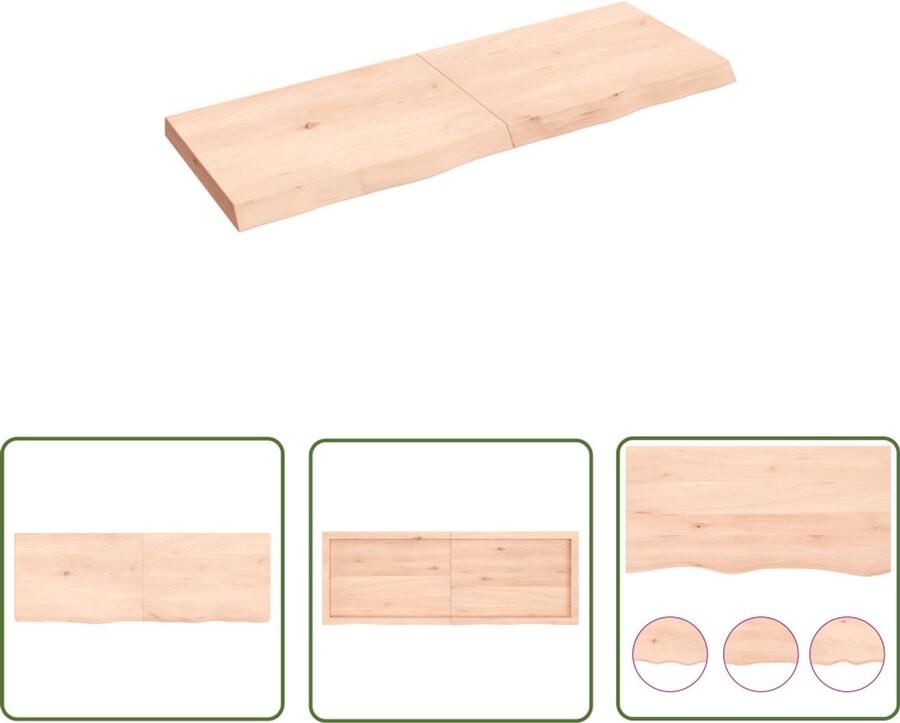 VidaXL Houten Wandplankje Wanddecoratie Wandschap 140x50x(2-6) cm onbehandeld massief eikenhout Eikenhouten Wandrek Vintage Wandplank Rustic Wandopstelling - Foto 2
