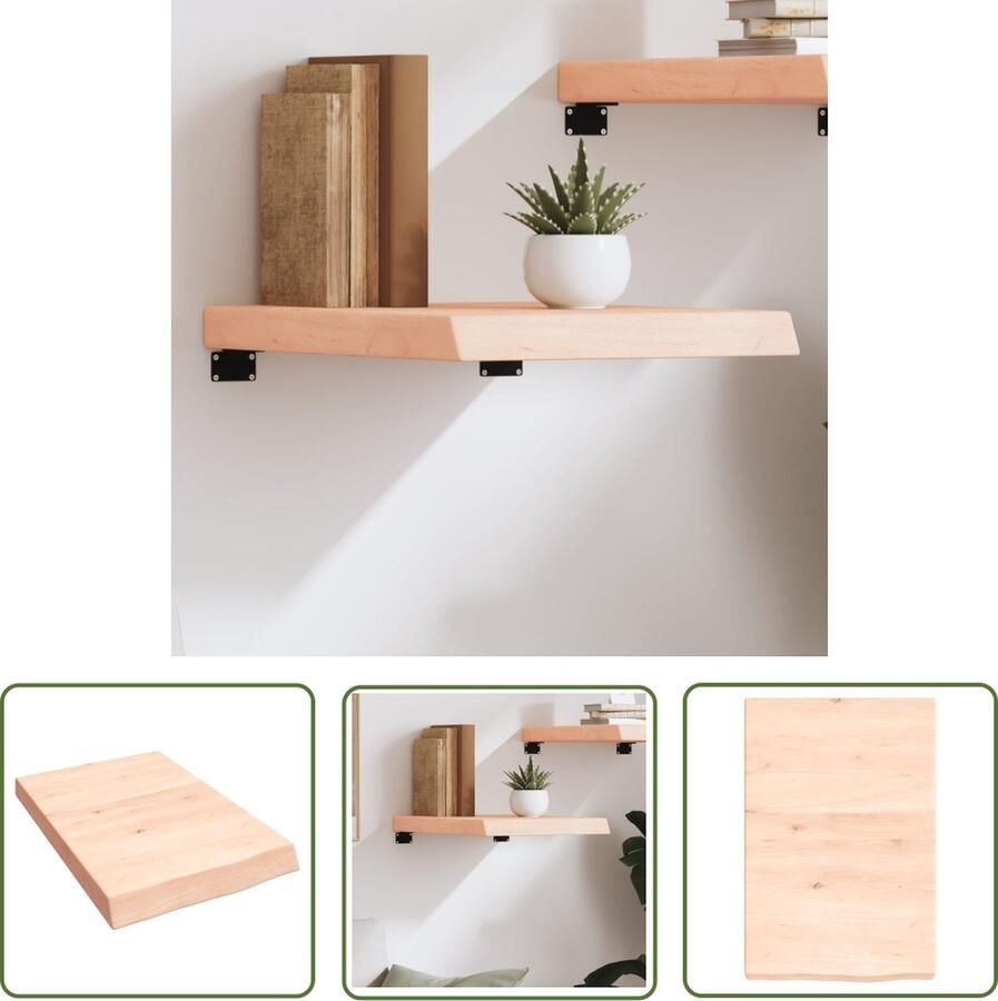 VidaXL Houten Wandplankje Wanddecoratie Wandschap 40x60x(2-6) cm onbehandeld massief eikenhout Eikenhouten Plank Vintage Wandrek Rustic Wandopstelling