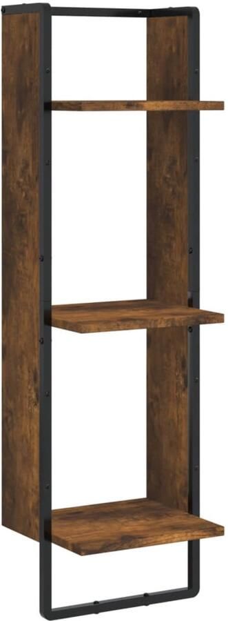 VidaXL Wandrek 3-laags 30x25x100 cm Gerookt Eikenkleur Wanddecoratie Wandplankje Houten Wandrek Bergruimte Opslagmogelijkheden