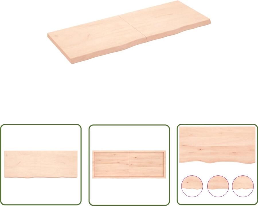 VidaXL Houten Wandrek Wanddecoratie Wandschap 160x60x(2-6) cm onbehandeld massief eikenhout Eikenhouten Plank Vintage Wandplank Industriële Wandopstelling - Foto 2