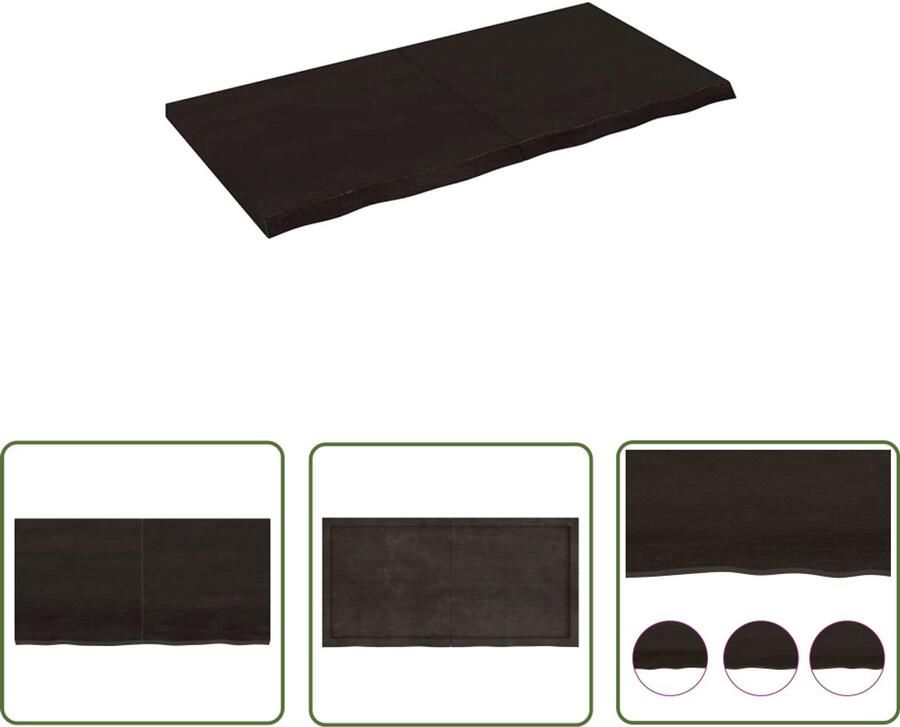 The Living Store Wandschap behandeld massief eikenhout donkerbruin Wandplanken Houten Wandplank Eikenhouten Wandplank Rustic Wandplank Vintage Wandplank - Foto 2