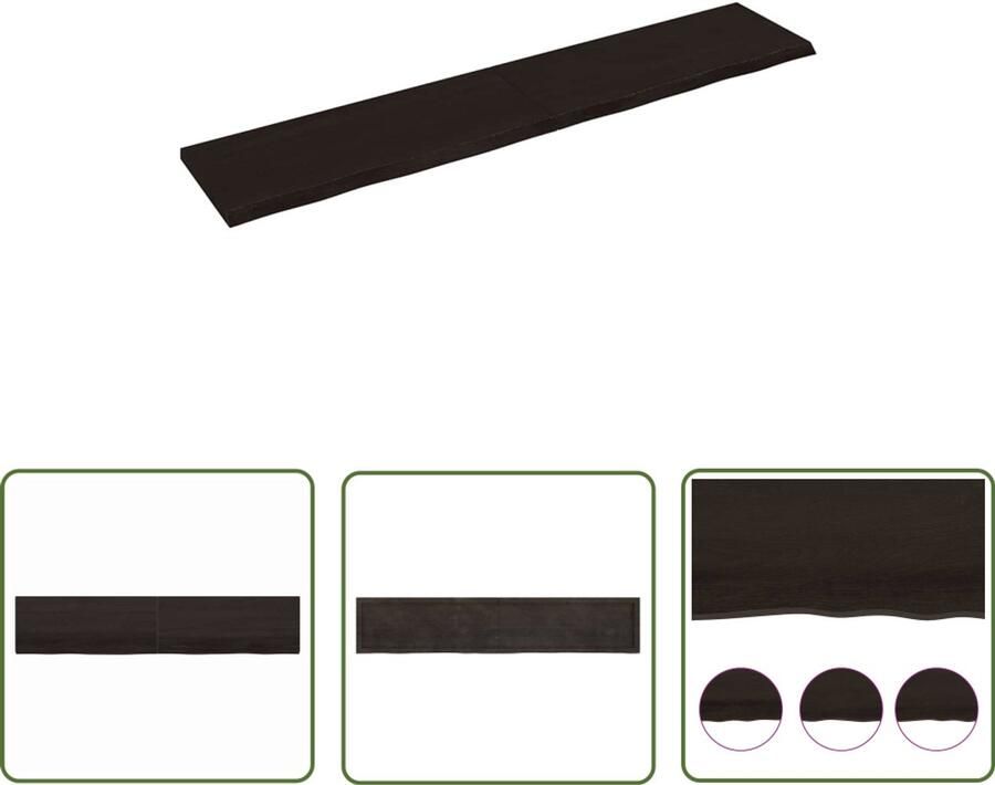 The Living Store Wandschap behandeld massief eikenhout donkerbruin Wandplanken Houten Wandplank Eikenhouten Wandplank Vintage Wandplank Rustic Wandplank - Foto 2