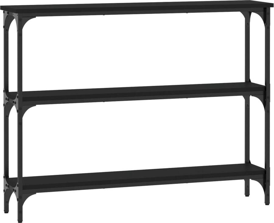 The Living Store Wandtafel 100x22 5x75 cm bewerkt hout zwart Wandtafel Consoletafel Haltafel Opbergtafel Industriële Tafel - Foto 2