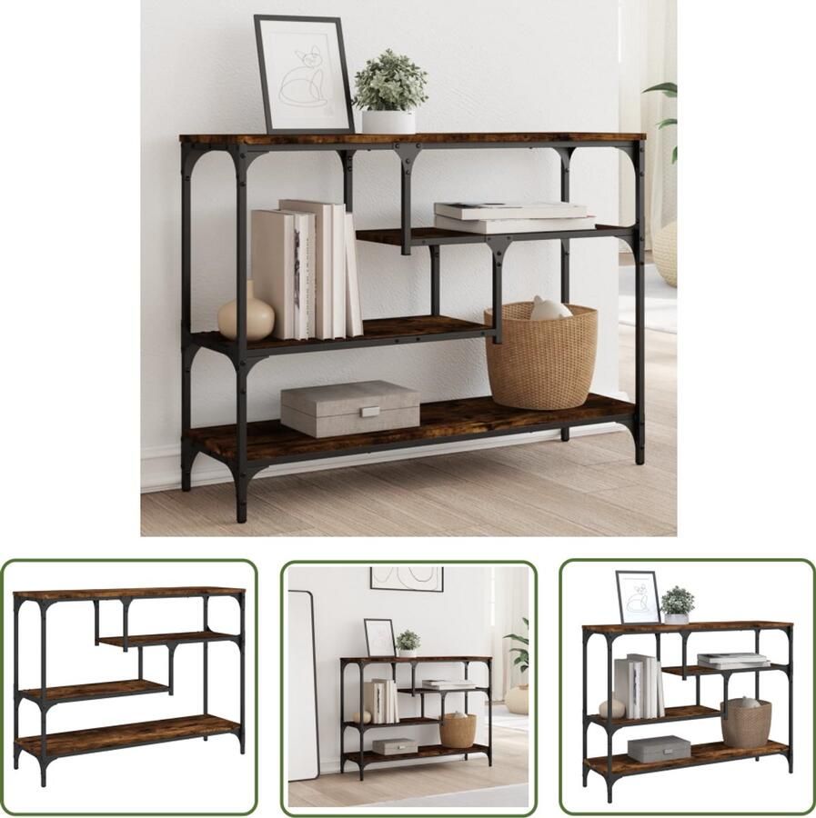 VidaXL Wandtafel 100x30x75 cm bewerkt hout gerookt eikenkleurig Wandtafel Houten Wandtafel Bruine Wandtafel Industrieel Wandrek Vintage Wandtafel