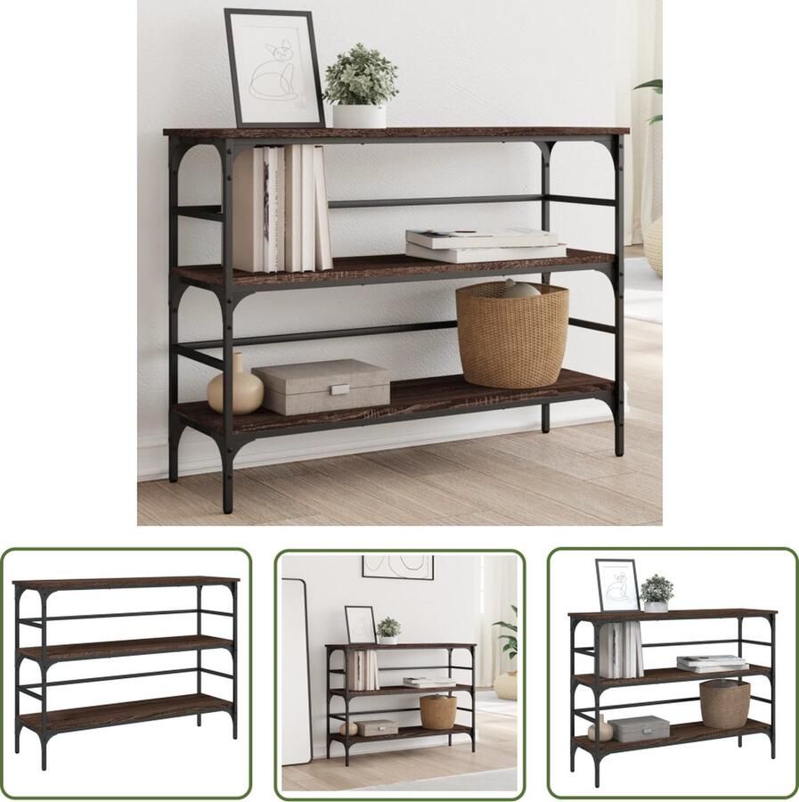 VidaXL Wandtafel 100x32x75 cm bewerkt hout bruin eikenkleur Wandtafel Houten Wandtafel Bruine Wandtafel Eikenhouten Wandtafel Salontafel - Foto 2