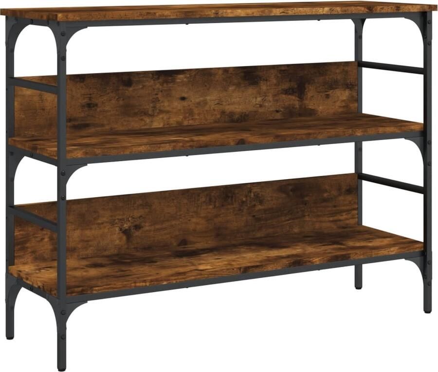 VidaXL Wandtafel 100x32x75 cm bewerkt hout gerookt eikenkleurig Wandtafel Houten Wandtafel Bruine Wandtafel Vintage Wandtafel Opbergwandtafel - Foto 2