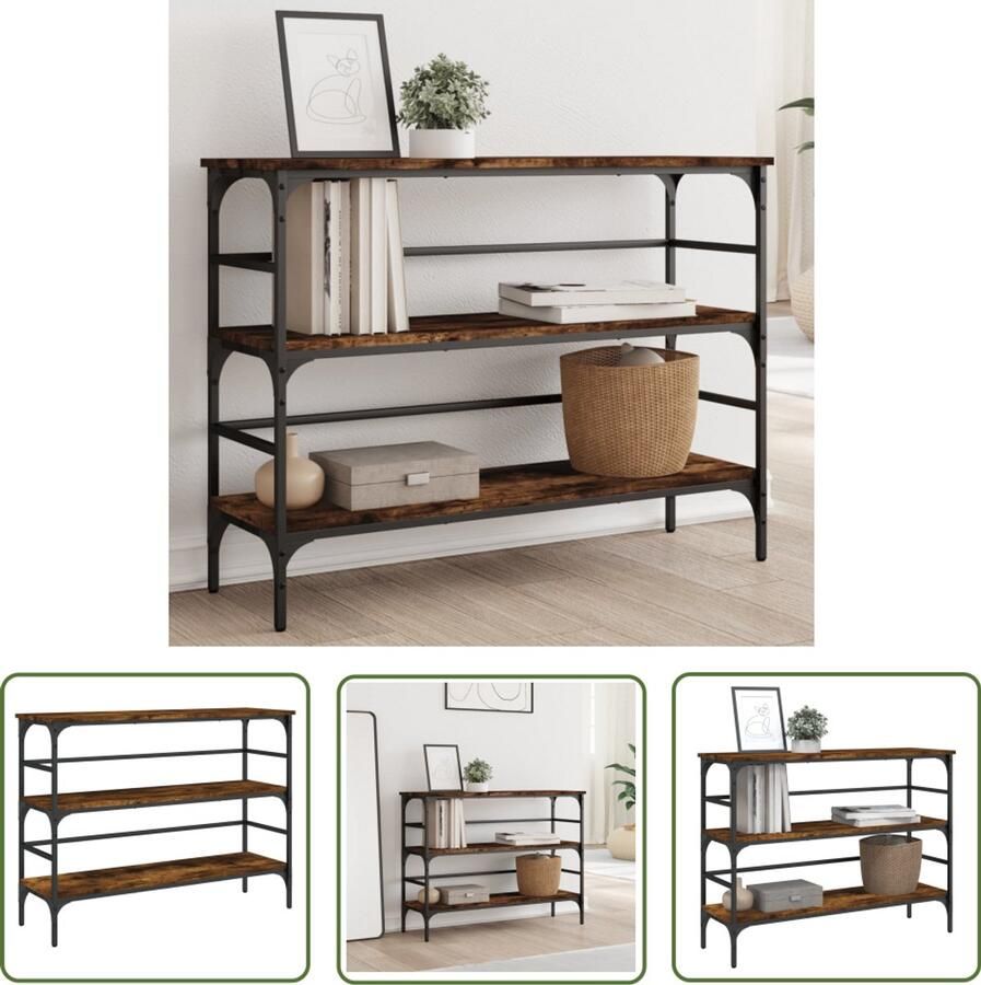 VidaXL Wandtafel 100x32x75 cm bewerkt hout gerookt eikenkleurig Wandtafel Houten Wandtafel Bruine Wandtafel Vintage Wandtafel Salontafel