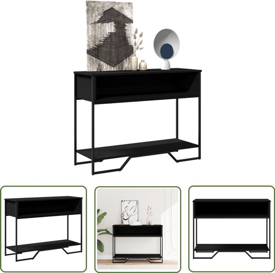 VidaXL Houten Wandtafel 100x35x74 5 cm bewerkt hout zwart Zwarte Wandtafel Opbergwandtafel Salontafel