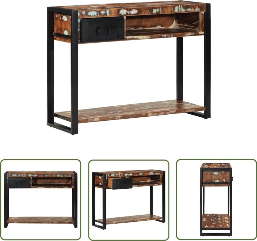 VidaXL Wandtafel 100x35x75 cm massief gerecycled hout meerkleurig Wandtafel Houten Wandtafel Vintage Wandtafel Industriële Wandtafel Opbergkast