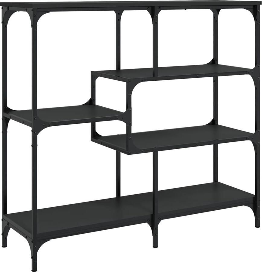 The Living Store Wandtafel 103x32x95 cm bewerkt hout zwart Wandtafel Industrieel Zwarte Wandtafel Houten Wandtafel Metalen Wandtafel