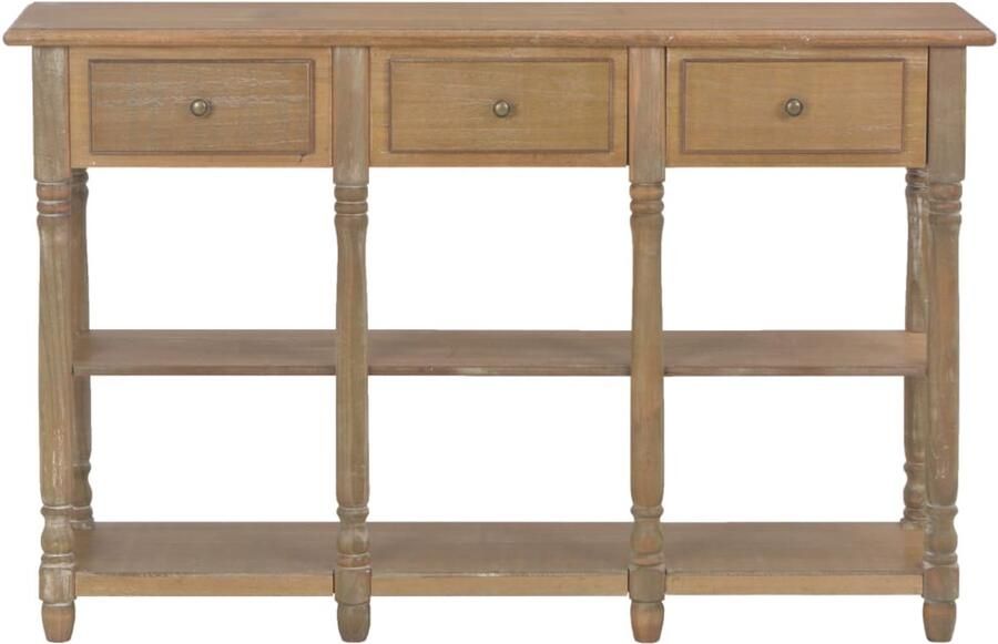 VidaXL Houten Wandtafel 110x30x76 cm bewerkt hout Bruine Wandtafel Salontafel Entreespiegel