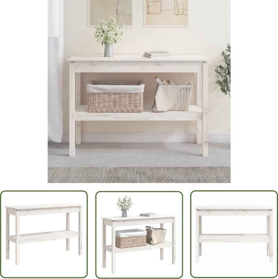 The Living Store Wandtafel Massief grenenhout 110 x 40 x 75 cm Extra opbergruimte Stabiel frame Wandtafel Houten Wandtafel Grenenhout Wandtafel Salontafel Bijzetkast - Foto 2