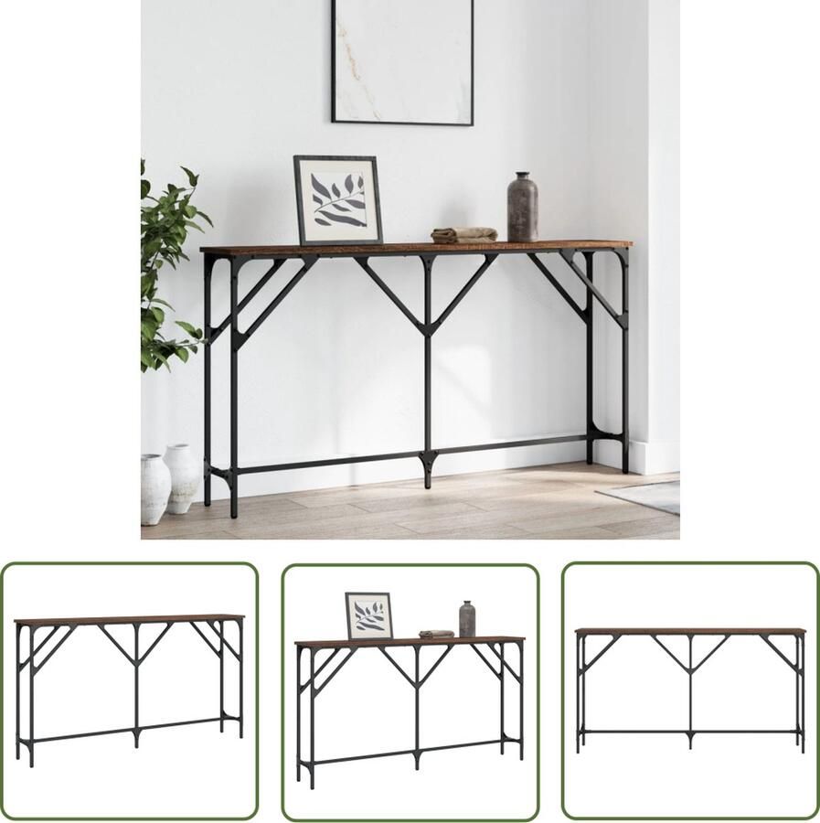 VidaXL Wandtafel 140x23x75 cm bewerkt hout bruin eikenkleur Wandtafel Houten Wandtafel Bruine Wandtafel Salontafel Entreetafel