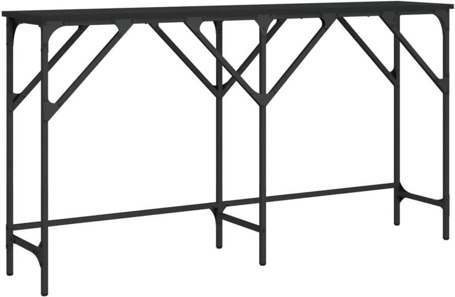 The Living Store Wandtafel 140x29x75 cm bewerkt hout zwart Wandtafel Entreetafel Consooltafel Houten Tafel Zwarte Tafel - Foto 3