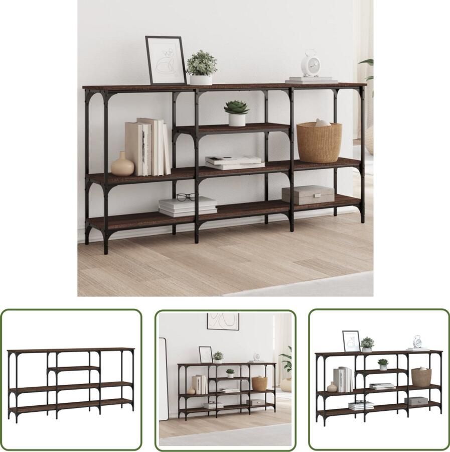 VidaXL Wandtafel 160x29x80 cm bewerkt hout bruin eikenkleur Wandtafel Houten Wandtafel Bruine Eiken Kleur Opbergruimte Salontafel