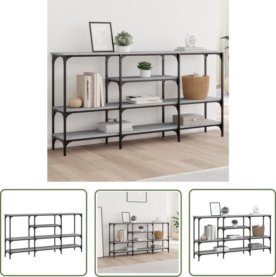 VidaXL Wandtafel 160x29x80 cm bewerkt hout grijs sonoma eikenkleurig Wandtafel Houten Wandtafel Greysonomakleur Salontafel Bergruimte