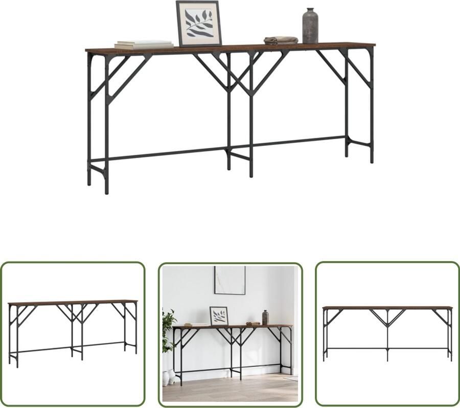 The Living Store Wandtafel 180x29x75 cm bewerkt hout bruin eikenkleur Consoletafel Wandtafel Entreetafel Hallentafel Houten Tafel