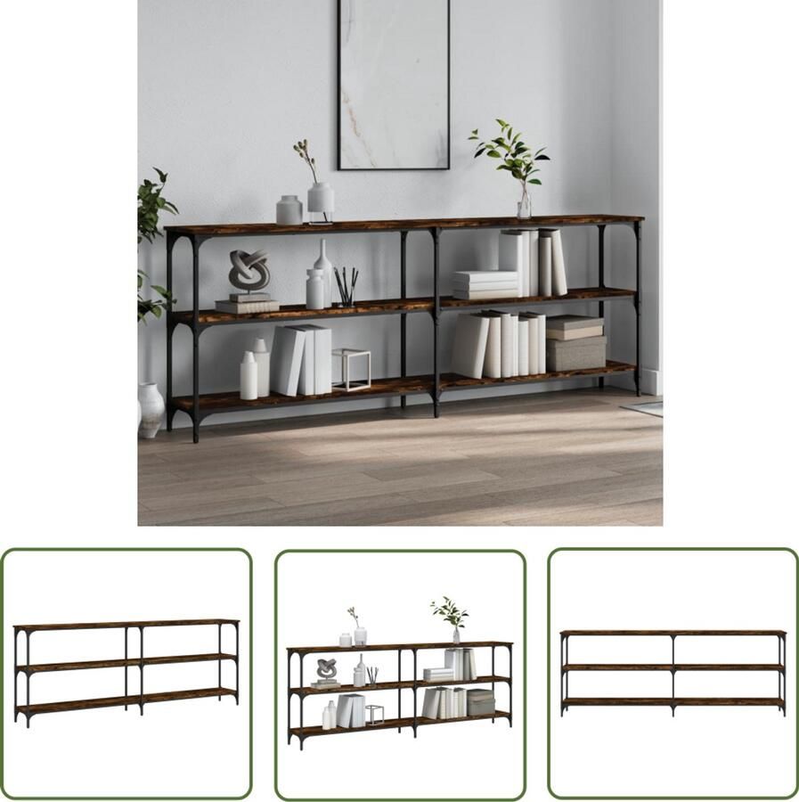 VidaXL Wandtafel 200x29x75 cm bewerkt hout gerookt eikenkleurig Wandtafel Houten Wandtafel Bruine Wandtafel Vintage Wandtafel Salontafel