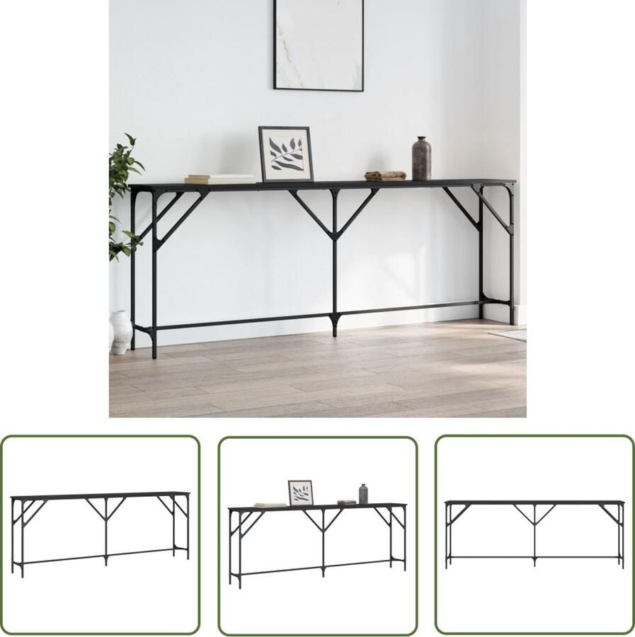 VidaXL Wandtafel 200x29x75 cm bewerkt hout zwart Wandtafel Houten Wandtafel Zwarte Wandtafel Industriele Wandtafel Salontafel