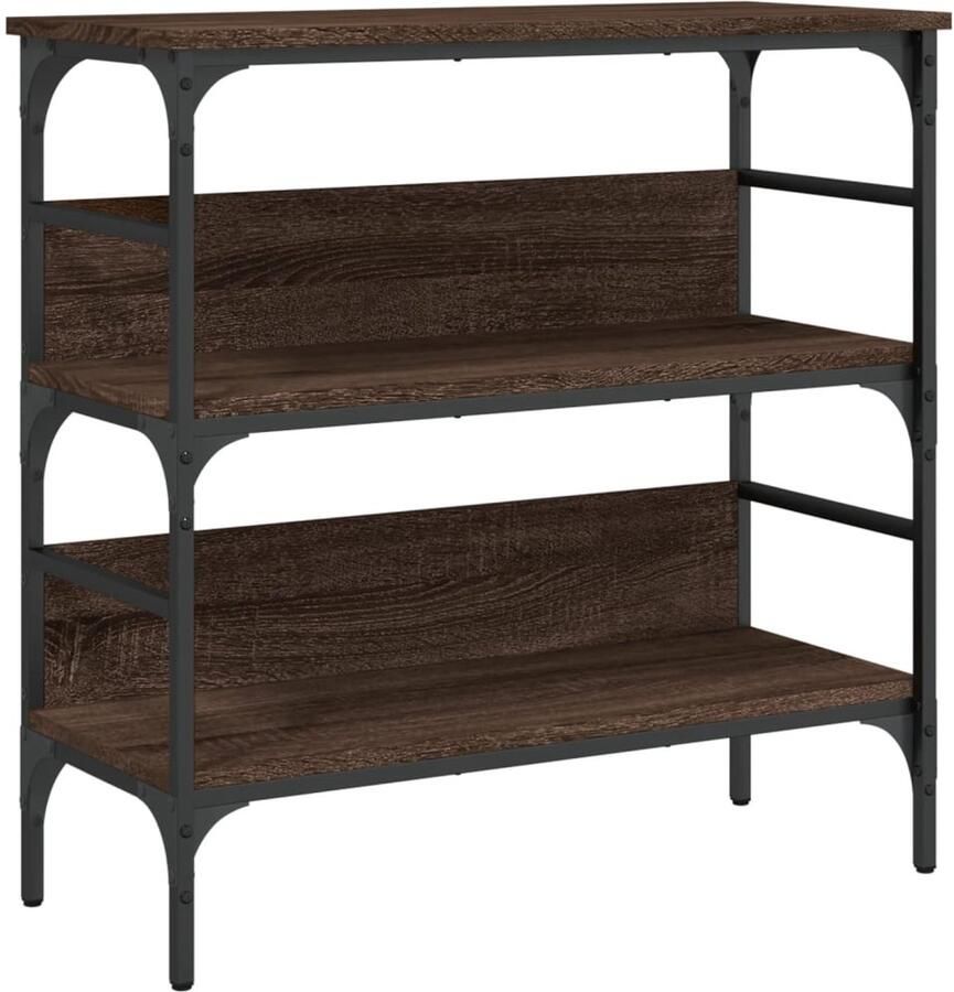 VidaXL Wandtafel 75x32x75 cm bewerkt hout bruin eikenkleur Wandtafel Houten Wandtafel Bruine Eiken Look Salontafel Entreetafel