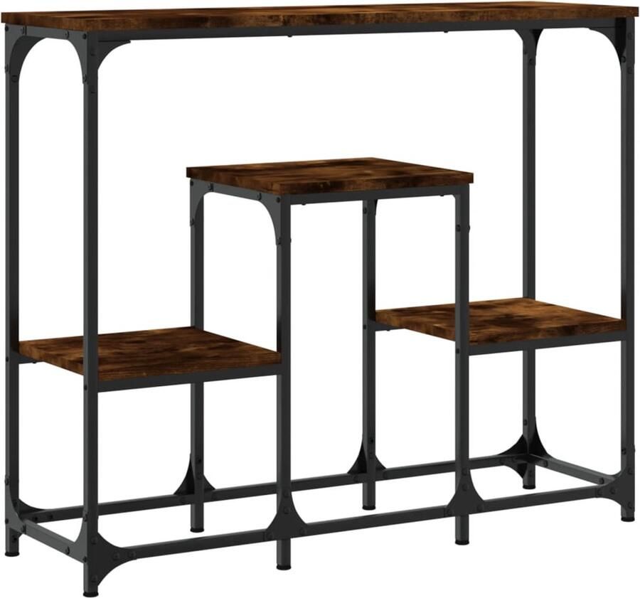 The Living Store Wandtafel 89 5x28x76 cm bewerkt hout gerookt eikenkleurig Wandtafel Klassieke Wandtafel Houten Wandtafel Eiken Wandtafel Salontafel