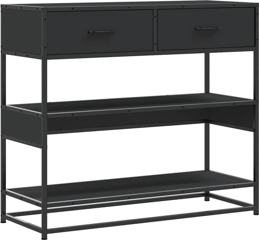 VidaXL Wandtafel Zwart 90x35x80 cm Bewerkt hout Wandtafel Salontafel Entreetafel Houten Tafel Zwarte Tafel Multifunctionele Tafel Opbergruimte Industrieel Design Modern Design Compact Tafellaar