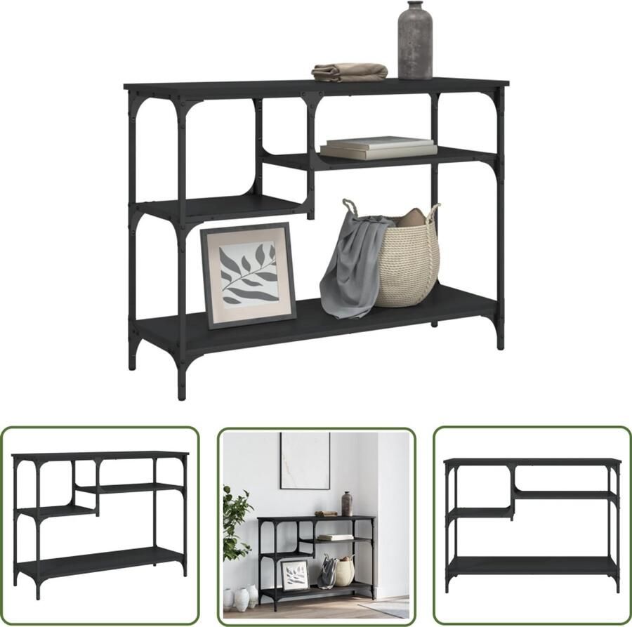 VidaXL Wandtafel met schappen 100x35x75 cm zwart Wandtafel Houten Wandtafel Black Wall Shelf Design Wandtafel Opbergplank