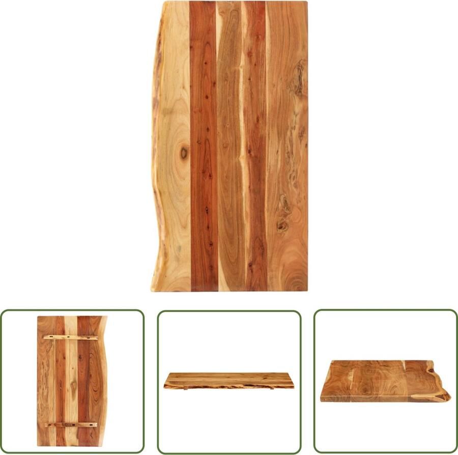 The Living Store Massief Acaciahouten Wastafelblad 100 x 55 cm Rustiek Wastafelblad Houten Wastafelblad Acaciahout Badkamermeubel Badkamerstijl - Foto 2