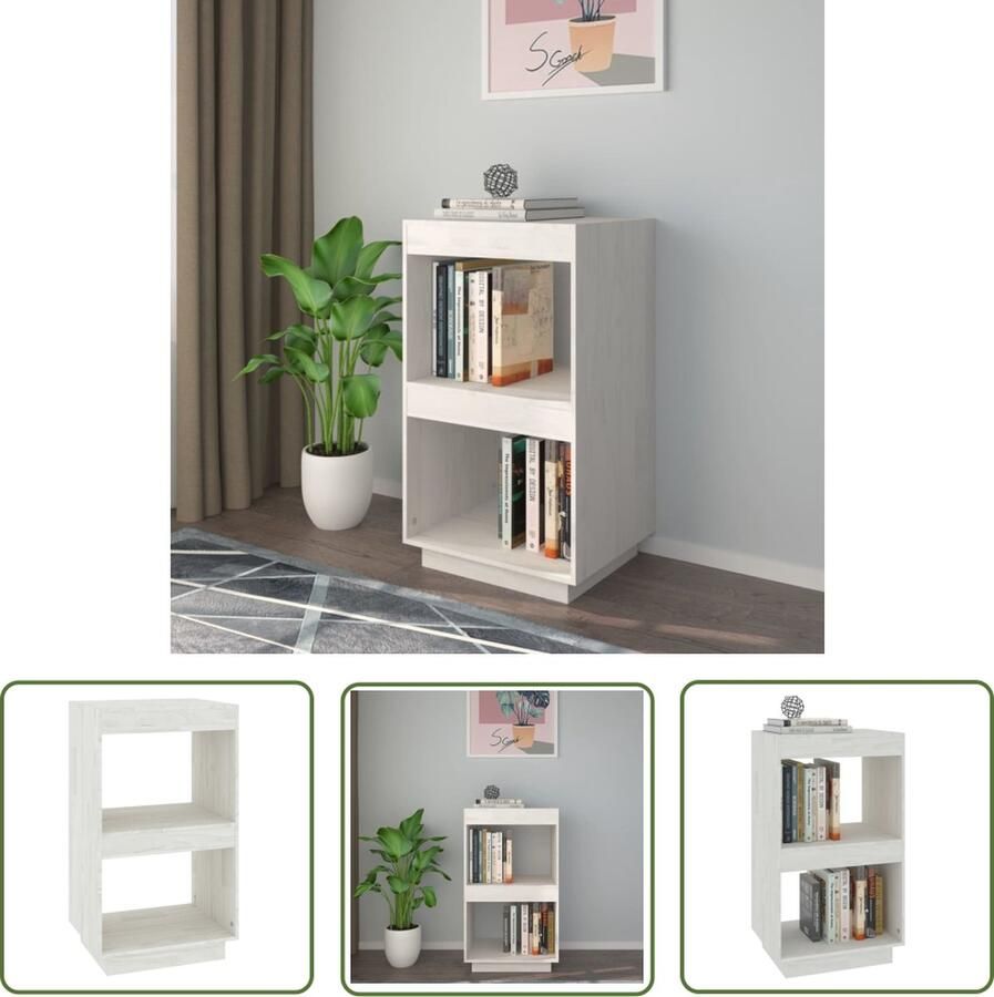 The Living Store Boekenkast Massief Grenenhout 40 x 35 x 71 cm Wit Boekenkast Houtmeubel Grenenhouten Boekenkast Witte Boekenkast Boekenplank - Foto 2