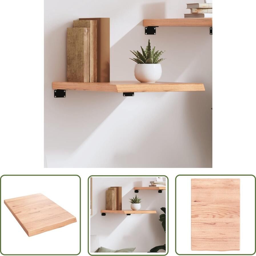 VidaXL Houtschaap Wanddecoratie Wandschap 40x60x(2-4) cm behandeld massief eikenhout lichtbruin Eikenhouten Wandplank Vintage Wandrek Industriële Wandopstelling