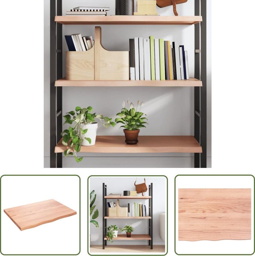 The Living Store Wandschap 80x60x(2-4) cm behandeld massief eikenhout lichtbruin Wandplanken Eikenhouten Wandplank Wanddecoratie Opbergplank Livingroom Decoratie